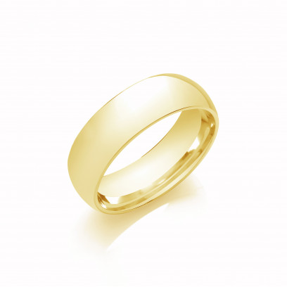 7mm Gents Light Weight 18ct Yellow Gold Court Shape Wedding Band