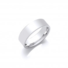 6mm Gents Heavy Weight 9ct White Gold Flat Court  Shape Wedding Band