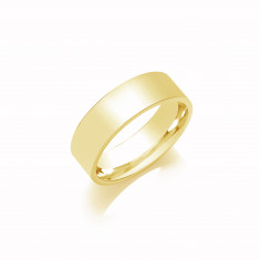 6mm Ladies Heavy Weight 9ct Yellow Gold Flat Court  Shape Wedding Band