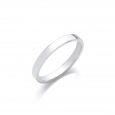 3mm Gents Heavy Weight 18ct White Gold Soft Court Wedding Band