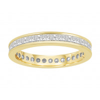 18ct Yellow Gold Ladies Channel Set Full Eternity Ring set with 1.50 ct of Princess Cut Diamonds.