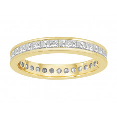 18ct Yellow Gold Ladies Channel Set Full Eternity Ring set with 1.50 ct of Princess Cut Diamonds.