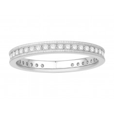 18 ct White Gold Ladies Channel Set with the Milgrain Edge Eternity Ring set with 0.33 ct of Diamonds.