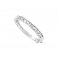 18ct White Gold Ladies 2.2mm Wide Diamond Band, set with 26 Round Brilliant cut Diamonds with Millgrain Edge, Total Diamond Weight 0.10ct H S/I 