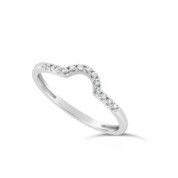 18ct White Gold Ladies 1.5mm Wide Diamond Shaped Ring, set with 15 Round Brilliant cut Diamonds in Undercut Setting, Total Diamond Weight 0.09ct H S/I 