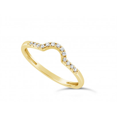 18ct Yellow Gold Ladies 1.5mm Wide Diamond Shaped Ring, set with 15 Round Brilliant cut Diamonds in Undercut Setting, Total Diamond Weight 0.09ct H S/I 