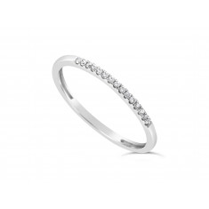 18ct White Gold Ladies 1.25mm Wide Diamond Band, set with 15 Round Brilliant cut Diamonds in Undercut Setting ,Total Diamond Weight 0.07ct H S/I   