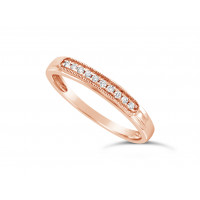 18ct Red Gold Ladies 3mm Wide Band, set with 10 Round Brilliant Cut Diamonds in a Slight Raised Oblong Pavé Set Box, TDW 0.07ct H S/I 