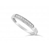 18ct White Gold Ladies 3mm Wide Band, set with 10 Round Brilliant Cut Diamonds in a Slight Raised Oblong Pavé Set Box, TDW 0.07ct H S/I  
