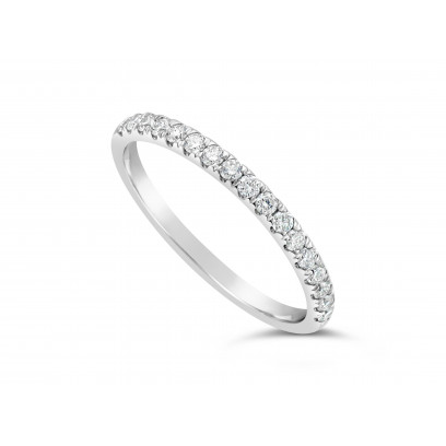 18ct White Gold Ladies 2mm Wide Band, set with 17 Round Brilliant cut Diamonds in Undercut Setting, Total Diamond Weight 0.29ct H S/I