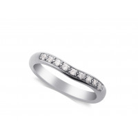 Ladies Paladium Diamond Set Shaped Wedding Ring
