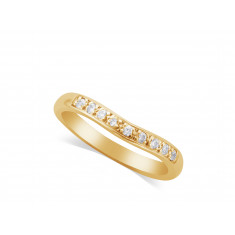 Ladies 9ct Gold Diamond Set Shaped Wedding Ring