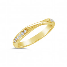 Ladies 9ct Gold Cross Over Diamond Set Wedding Ring 