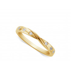Ladies 9ct Gold Diamond Set ShapedWedding Ring