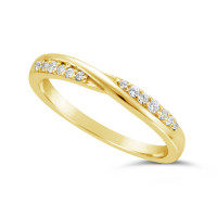 Ladies 18ct Gold Diamond Set ShapedWedding Ring
