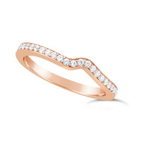 Ladies 9ct Gold Diamond Set Shaped Wedding Ring