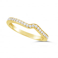 Ladies 9ct Gold Diamond Set Shaped Wedding Ring