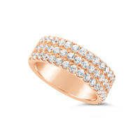 Ladies 9ct Gold 3 Row Diamond Set Wedding Ring