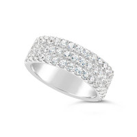 Ladies Palladium 3 Row Diamond Set Wedding Ring