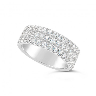 Ladies 9ct Gold 3 Row Diamond Set Wedding Ring