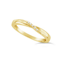 Ladies 18ct Gold Diamond Set Shaped Wedding Ring