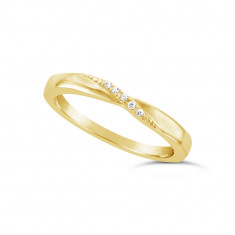 Ladies 9ct Gold Diamond Set Shaped Wedding Ring