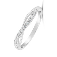 Ladies Platinum Diamond Set Shaped Wedding Ring