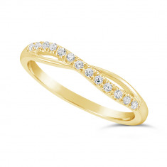 Ladies 9ct Gold Diamond Set Shaped Wedding Ring