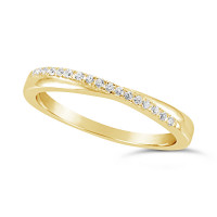 Ladies 18ct Gold Diamond Set Shaped Wedding Ring