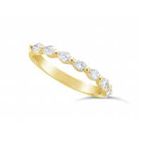 Fine Quality 18ct Yellow Gold Unique Pear Shape Wedding Band Set With 8 Diamonds, Total Diamond Weight 0.50ct
