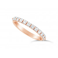 Fine Quality 18ct Rose Gold Unique Narrow Princess Cut Wedding Band Set With 13 Diamonds, Total Diamond Weight 0.70ct
