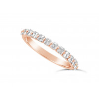 Fine Quality 18ct Rose Gold Unique Narrow Asscher Cut Wedding Band Set With 13 Diamonds, Total Diamond Weight 0.75ct