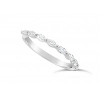 Fine Quality Platinum Unique Narrow Marquise Cut Wedding Band Set With 8 Diamonds, Total Diamond Weight 0.50ct