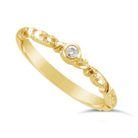 Ladies 18ct Gold Hand Engraved Diamond Set Wedding Ring