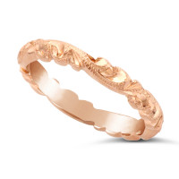 Ladies 9ct Gold Hand Engraved Wedding Ring