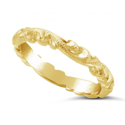 Ladies 9ct Gold Hand Engraved Wedding Ring