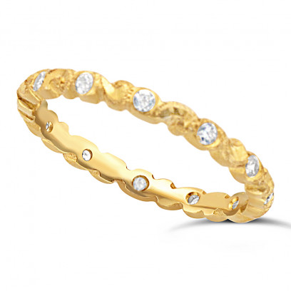 Ladies 9ct Gold Hand Engraved Diamond Set Wedding Ring
