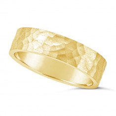 Gents 9ct Gold Hammered Wedding Ring