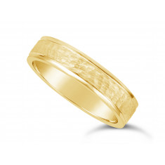 Gents 9ct Gold Textured Pattern Wedding Ring