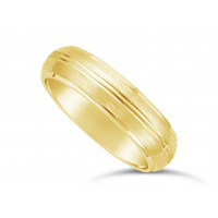 Gents 18ct Gold Diamond Double Grooved Wedding Ring