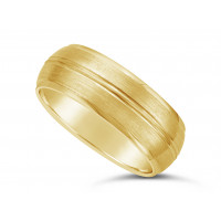 Gents 18ct Gold Diamond Double Grooved Wedding Ring