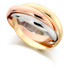 9ct 3 Colour Gold Ladies Wedding Ring with 3mm Bands  