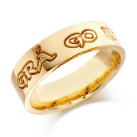 18ct Yellow Gold Gents 6mm Celtic Wedding Ring Engraved with ""gra go deo"" (love forever)  "