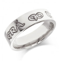 9ct White Gold Gents 6mm Celtic Wedding Ring Engraved with ""gra go deo"" (love forever)  "