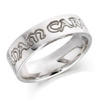 9ct White Gold Gents 6mm Celtic Wedding Ring Engraved with ""mo anam cara"" (my soulmate)  "