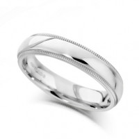 9ct White Gold Ladies 4mm Wedding Ring with Patterned Edges  