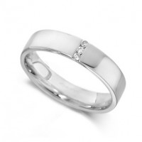 9ct White Gold Ladies 4mm Wedding Ring with 3 Channel Set Diamonds, Total Weight 3pts  