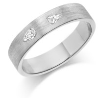 9ct White Gold Ladies 4mm Wedding Ring Set with 2 Pear Shape Diamonds, Weighing a Total of 16pts  