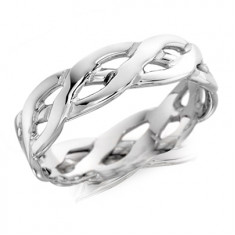 9ct White Gold Gents 6mm Open Celtic Plait Wedding Ring  