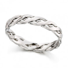 9ct White Gold Ladies 4mm Open Celtic Plait Wedding Ring  